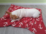 Kuschelfleece Hundedecke Anker, rot