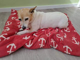 Kuschelfleece Hundedecke Anker, rot