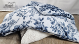 Kuschelfleece Hundedecke Rosen Navy