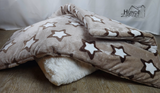 Kuschelfleece Hundedecke Sterne beige