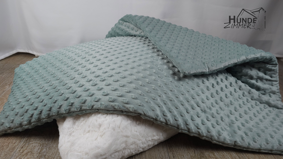 Kuschelfleece Hundedecke Minky Heart, Dusty Mint
