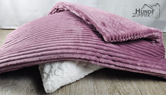 Kuschelfleece Hundedecke Cord, beere