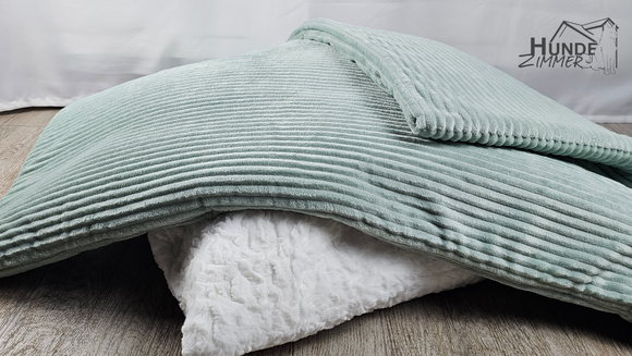 Kuschelfleece Hundedecke Cord, salbei