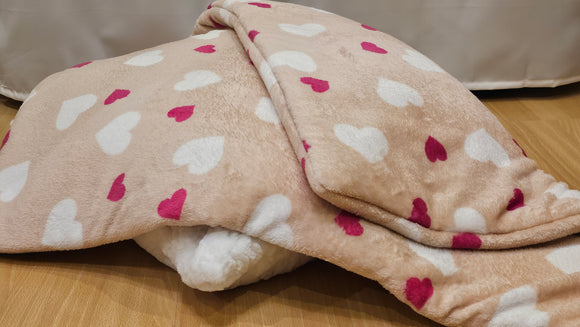 Kuschelfleece Hundedecke rosa Herzen