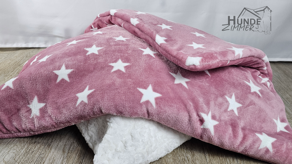 Kuschelfleece Hundedecke Sterne altrosa