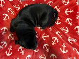 Kuschelfleece Hundedecke Anker, rot