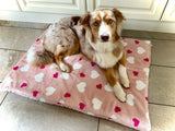 Kuschelfleece Hundedecke rosa Herzen