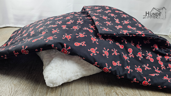 Softshell Hundedecke Totenköpfe, rot