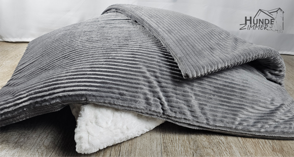 Kuschelfleece Hundedecke Cord, grau