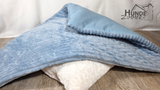 Sommer/Winter-Decke Baumwolle Hellblau Uni/Kuschellfeece cord breit eisblau