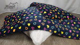 Kuschelfleece Hundedecke Herzen Navy-bunt