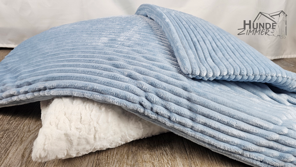 Kuschelfleece Hundedecke Cord breit, Eisblau