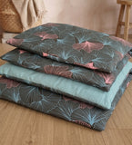Kombi-Decke Midnight Blossom/dusty mint uni wasserdicht (Baumwolle/Baumwolle)