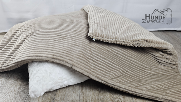Kuschelfleece Hundedecke Cord, beige