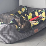 Kuschelfleece Hundedecke Zitronen, navy