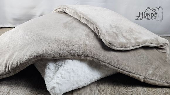 Kuschelfleece Hundedecke Uni - Taupe